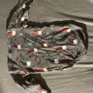 Festive Gray Baby Onesie with Santa Hats